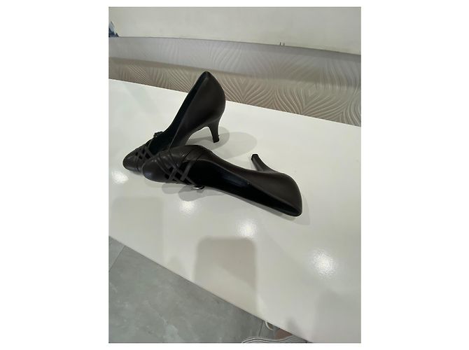Prada Escarpins Cuir Marron Foncé - vue 5