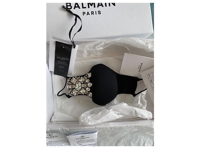 Mascherina Balmain nera con cristalli - vista 5