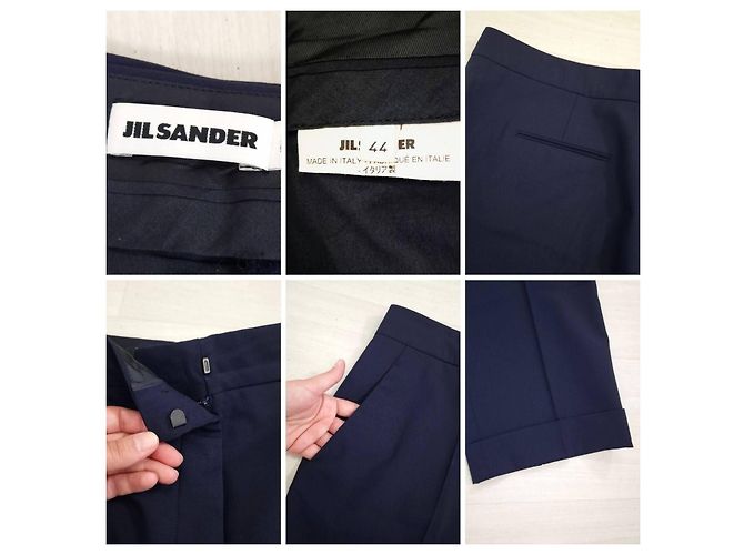 Jil Sander Dark Blue Tailored Wool Trousers - view 10