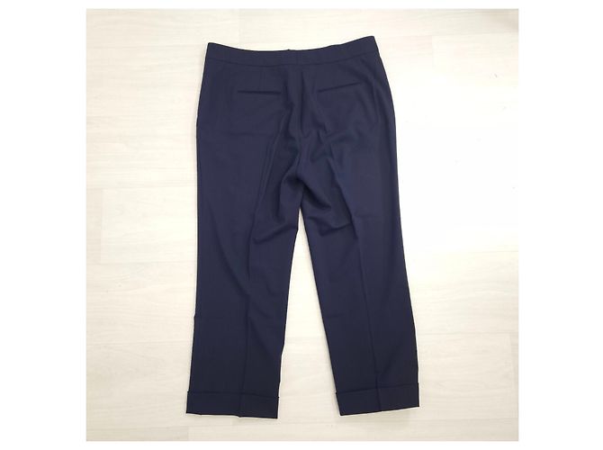 Jil Sander Dark Blue Tailored Wool Trousers - view 3