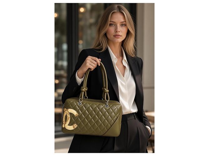 Chanel Ligne Cambon Bowler Bag Grün Python - Ansicht 2