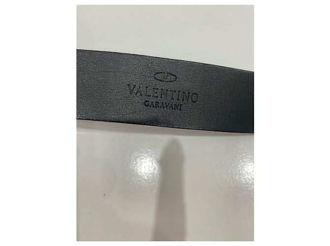 Cinto Valentino Garavani em couro e camurça preto com fivela dourada - vista 6