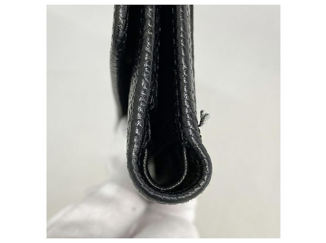 Portafoglio tri-fold Chanel in pelle di vitello granulata nera - vista 6