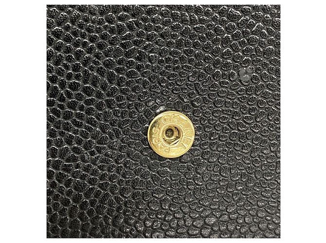Portafoglio tri-fold Chanel in pelle di vitello granulata nera - vista 7