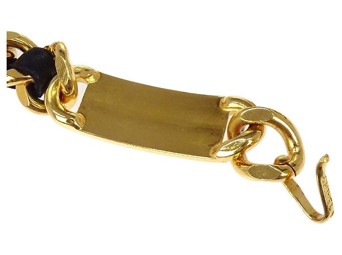 Cinturón de cadena Chanel CC Medallion de metal y cuero - vista 6