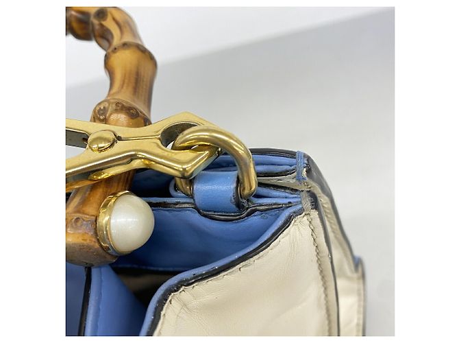 Gucci Bamboo Handtasche aus Leder Hellblau - Ansicht 10