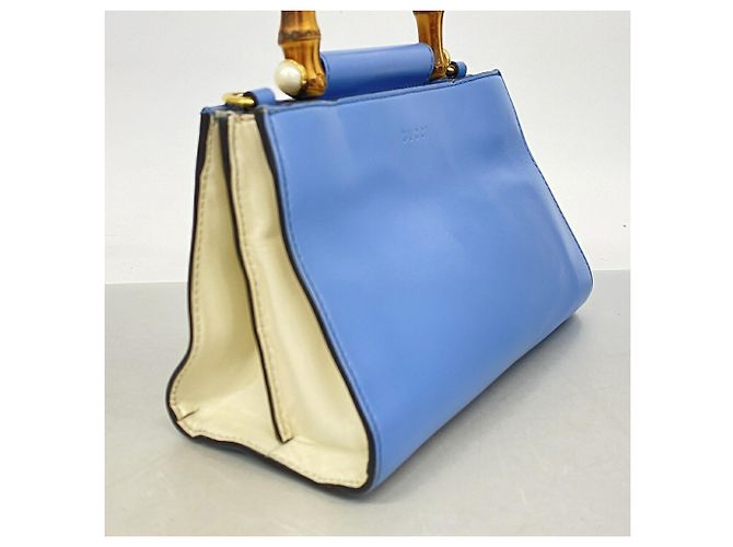 Gucci Bamboo Handtasche aus Leder Hellblau - Ansicht 2