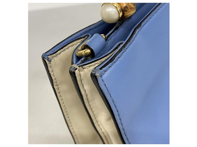 Gucci Bamboo Handtasche aus Leder Hellblau - Ansicht 6
