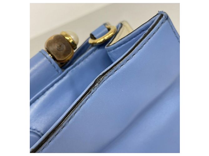 Gucci Bamboo Handtasche aus Leder Hellblau - Ansicht 8