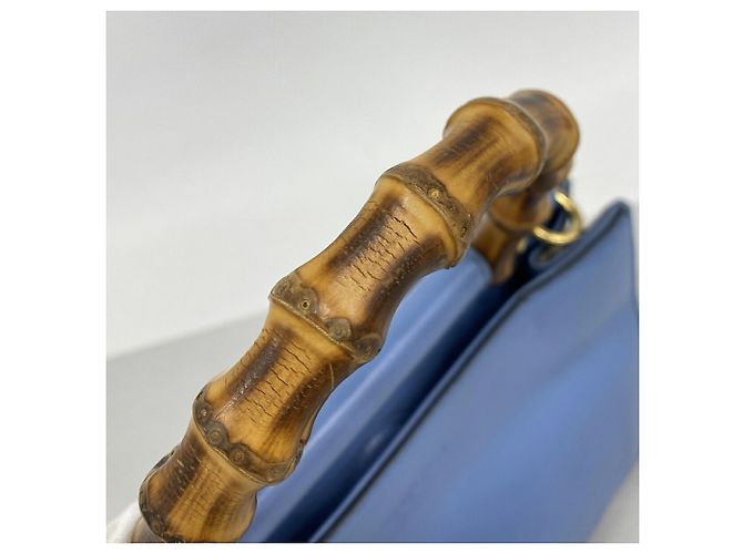 Gucci Bamboo Handtasche aus Leder Hellblau - Ansicht 9