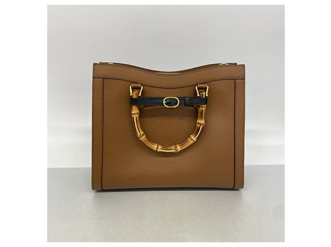 Borsa tote Gucci Diana in pelle marrone - vista 12