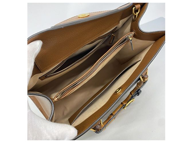 Borsa tote Gucci Diana in pelle marrone - vista 4