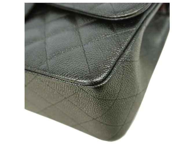 Borsa a tracolla Chanel nera in pelle di vitello grana - vista 6