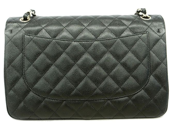 Borsa a tracolla Chanel nera in pelle di vitello grana - vista 9