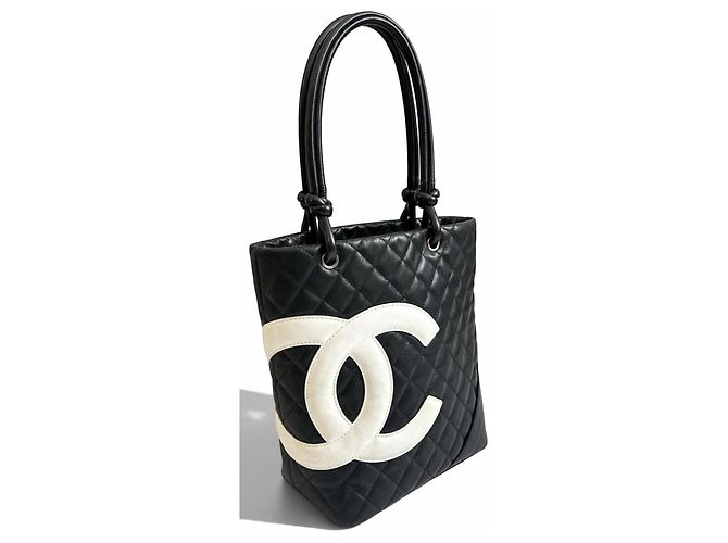 Chanel Medium Cambon Tote Bag aus Kalbsleder Schwarz/Weiß - Ansicht 2