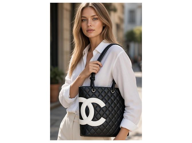 Chanel Medium Cambon Tote Bag aus Kalbsleder Schwarz/Weiß - Ansicht 4