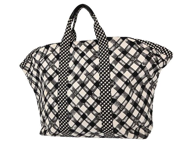 Chanel Weekender Gingham Print Canvas Large - vista 2