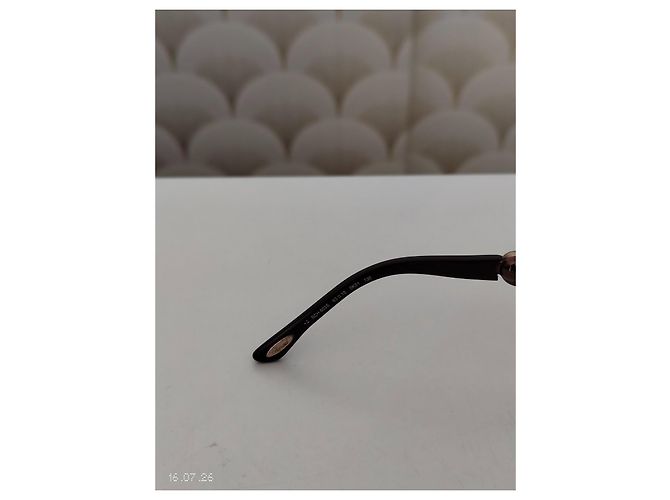 Chopard Brown Metal Aviator Sunglasses with Pearls - view 7