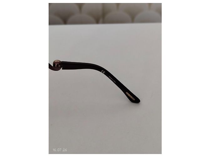 Chopard Brown Metal Aviator Sunglasses with Pearls - view 8
