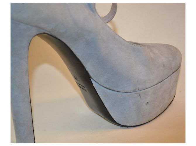 Miu Miu Décolleté Mary Jane con Plateau in Camoscio Azzurro - vista 5