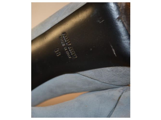 Miu Miu Décolleté Mary Jane con Plateau in Camoscio Azzurro - vista 8