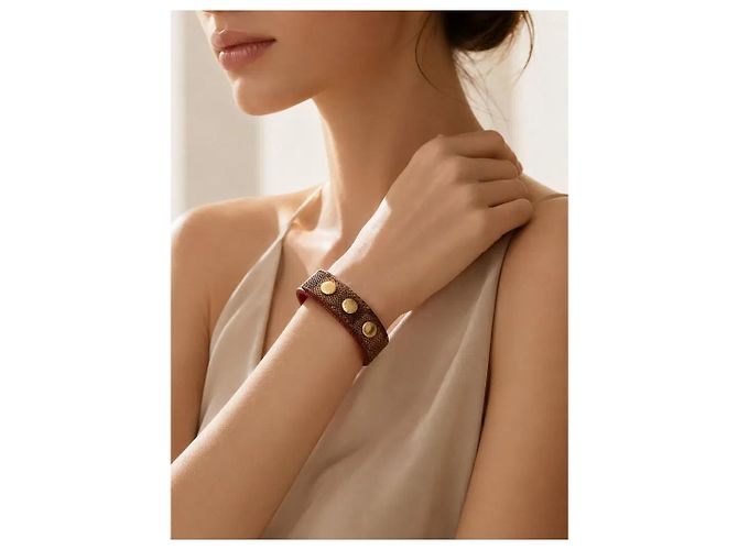 Louis Vuitton Monogram Lederarmband Braun Gold - Ansicht 2