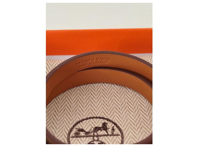 Bracelete Hermès em couro e metal dourado - vista 4