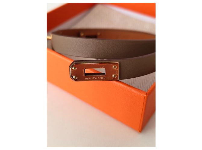 Bracelete Hermès em couro e metal dourado - vista 6