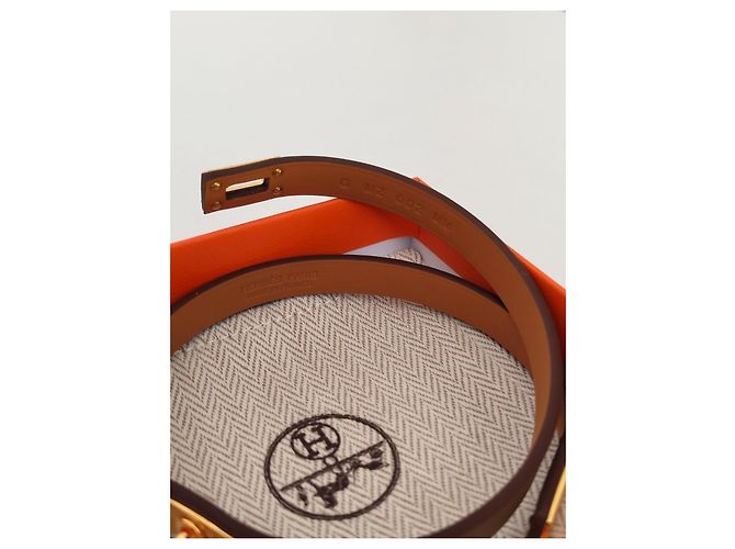Bracelete Hermès em couro e metal dourado - vista 7