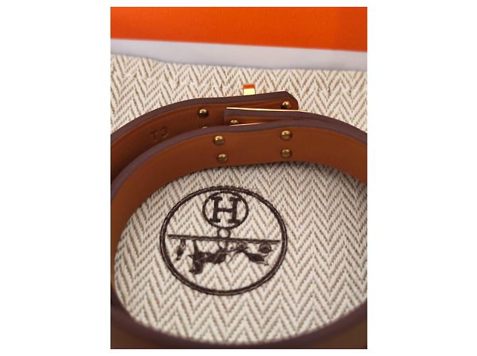 Bracelete Hermès em couro e metal dourado - vista 8