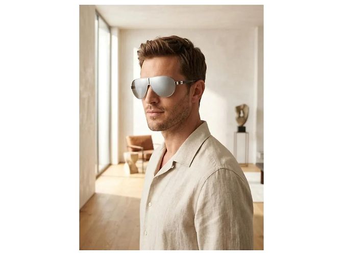 Emporio Armani EA 9701/S Occhiali da sole aviator argentati - vista 2