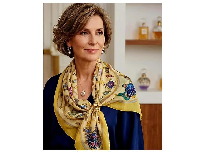 Hermès Carré 90 Foulard in seta Jaune Flacon - vista 2