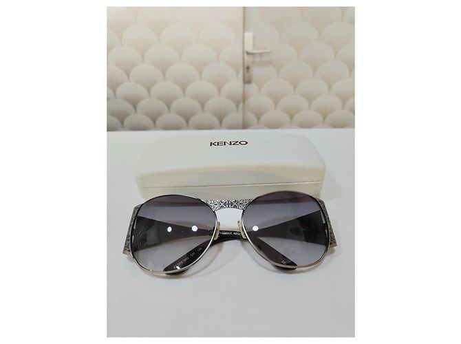 Kenzo Sonnenbrille aus silberfarbenem und schwarzem Metall - Ansicht 10