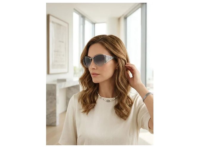 Kenzo Sonnenbrille aus silberfarbenem und schwarzem Metall - Ansicht 2