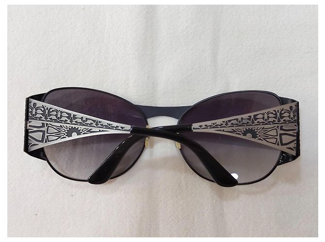 Kenzo Sonnenbrille aus silberfarbenem und schwarzem Metall - Ansicht 8