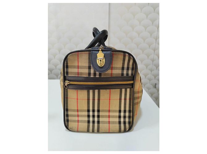 Burberry Borsa da Viaggio Nova Check in Tela e Pelle - vista 3