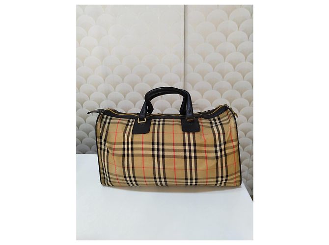 Burberry Borsa da Viaggio Nova Check in Tela e Pelle - vista 4