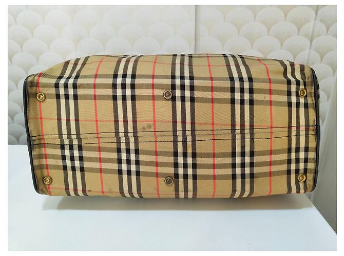 Burberry Borsa da Viaggio Nova Check in Tela e Pelle - vista 5
