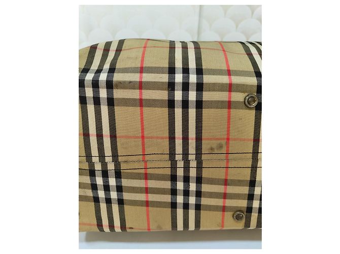 Burberry Borsa da Viaggio Nova Check in Tela e Pelle - vista 8