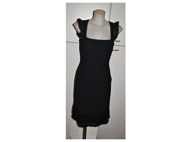Moschino Jeans Vestido Midi Ajustado Negro con Encaje - vista 2