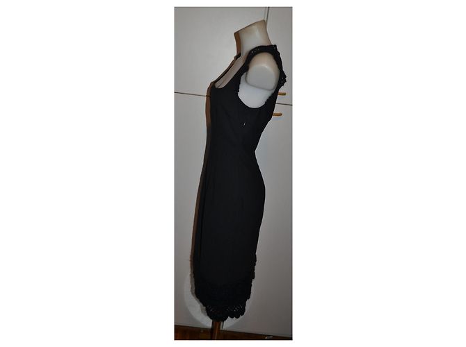 Moschino Jeans Vestido Midi Ajustado Negro con Encaje - vista 3