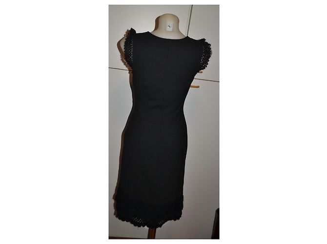 Moschino Jeans Vestido Midi Ajustado Negro con Encaje - vista 4