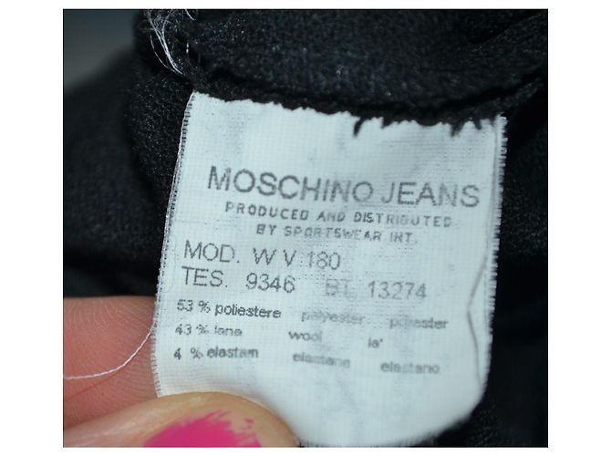 Moschino Jeans Vestido Midi Ajustado Negro con Encaje - vista 6