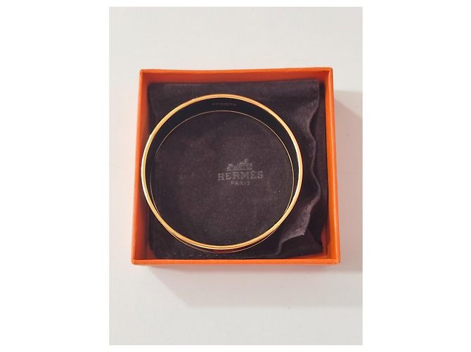 Hermès Bracciale Rigido in Smalto Multicolore e Metallo Dorato - vista 3