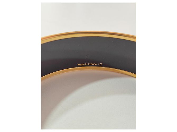 Hermès Bracciale Rigido in Smalto Multicolore e Metallo Dorato - vista 5