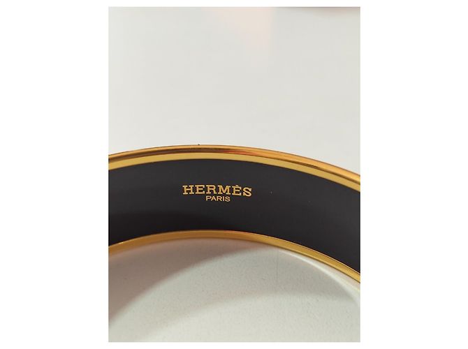 Hermès Bracciale Rigido in Smalto Multicolore e Metallo Dorato - vista 6