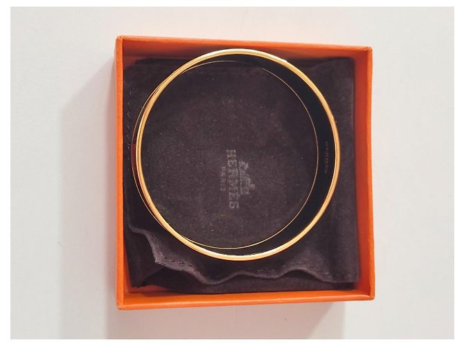 Hermès Bracciale Rigido in Smalto Multicolore e Metallo Dorato - vista 8