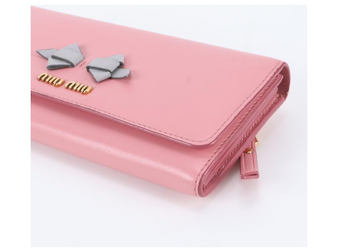 Portafoglio bi-fold in pelle rosa Miu Miu - vista 3