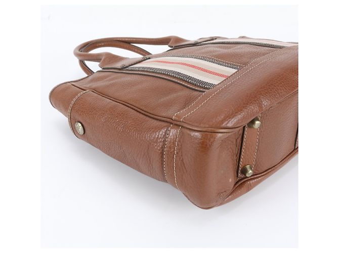Saco Tote e de Ombro Burberry em couro castanho - vista 6