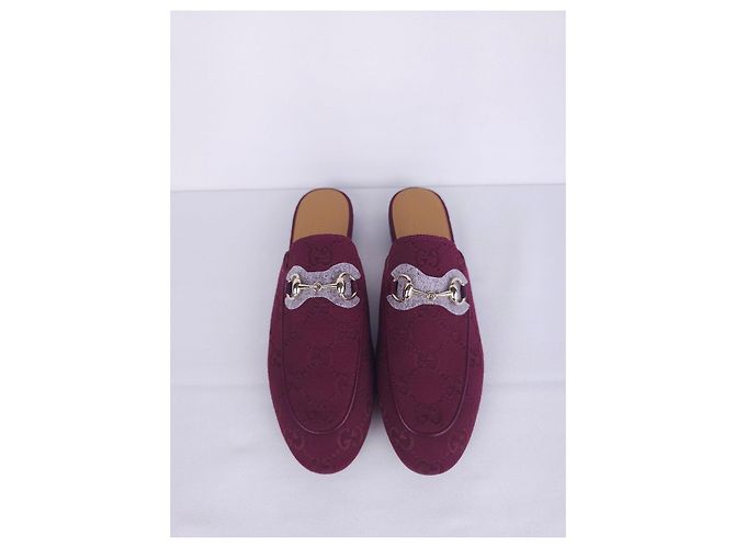 Mules Gucci en lona monogramada burdeos - vista 12